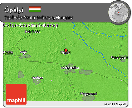 Political 3D Map of Ópályi
