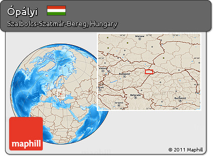 Shaded Relief Location Map of Ópályi