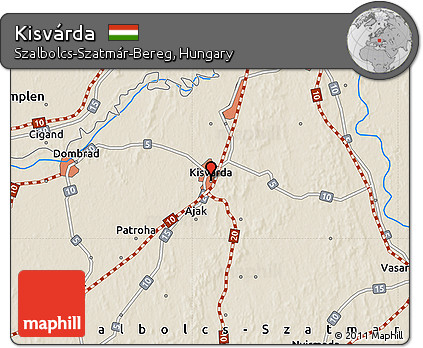 Shaded Relief Map of Kisvárda