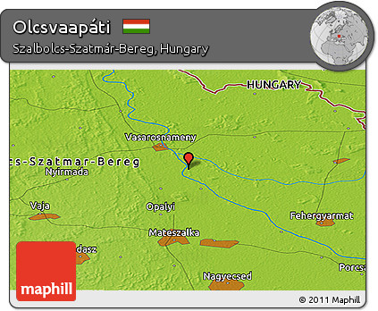 Physical Panoramic Map of Olcsvaapáti
