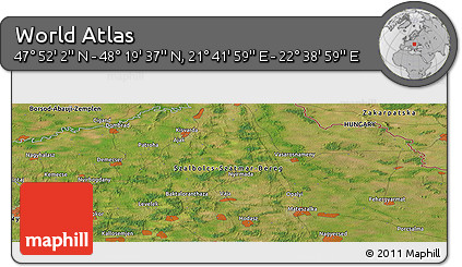 Satellite Panoramic Map of the Area around 48° 5' 50" N, 22° 10' 29" E