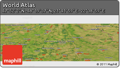 Satellite Panoramic Map of the Area around 48° 5' 50" N, 22° 10' 29" E