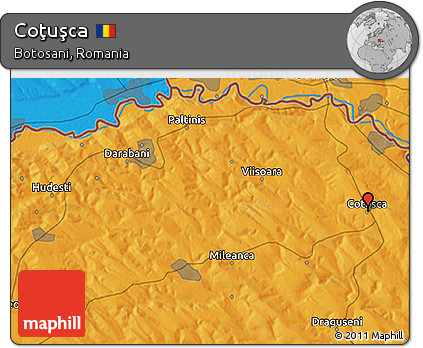 Political 3D Map of Coţuşca