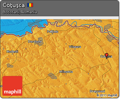 Political 3D Map of Coţuşca
