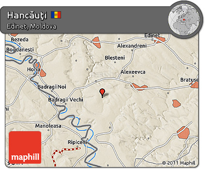 Shaded Relief 3D Map of Hancăuţi