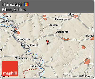 Shaded Relief 3D Map of Hancăuţi