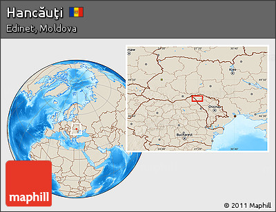Shaded Relief Location Map of Hancăuţi
