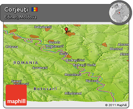 Physical Panoramic Map of Corjeuţi