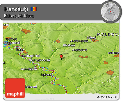 Physical Panoramic Map of Hancăuţi