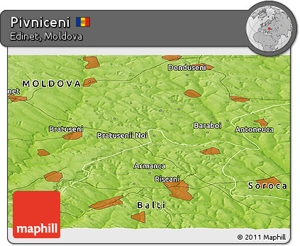 Physical Panoramic Map of Pivniceni