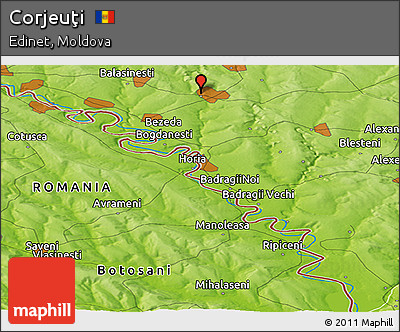 Physical Panoramic Map of Corjeuţi