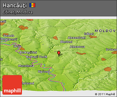 Physical Panoramic Map of Hancăuţi