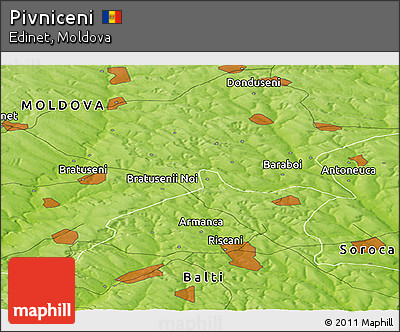 Physical Panoramic Map of Pivniceni