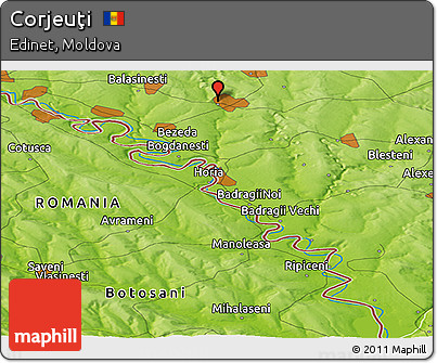 Physical Panoramic Map of Corjeuţi