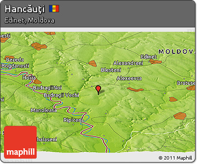 Physical Panoramic Map of Hancăuţi