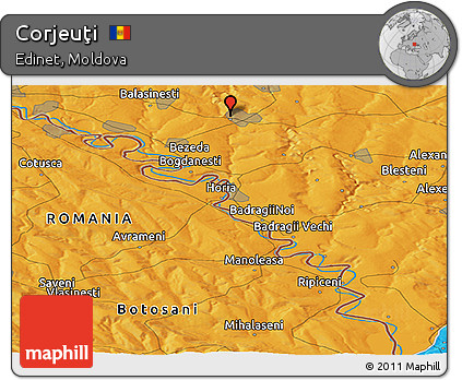 Political Panoramic Map of Corjeuţi