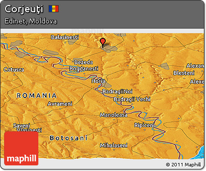 Political Panoramic Map of Corjeuţi