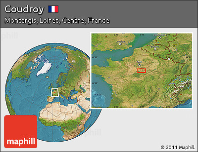 Satellite Location Map of Coudroy