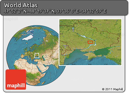 Satellite Location Map of the Area around 48° 5' 50" N, 34° 4' 30" E