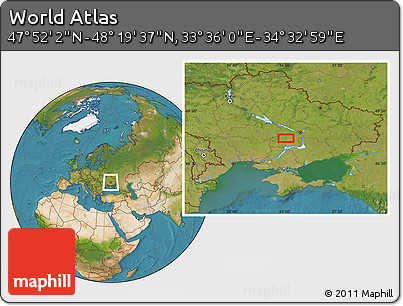 Satellite Location Map of the Area around 48° 5' 50" N, 34° 4' 30" E