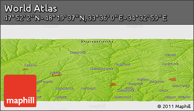 Physical Panoramic Map of the Area around 48° 5' 50" N, 34° 4' 30" E