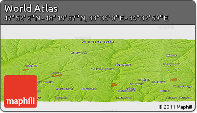 Physical Panoramic Map of the Area around 48° 5' 50" N, 34° 4' 30" E