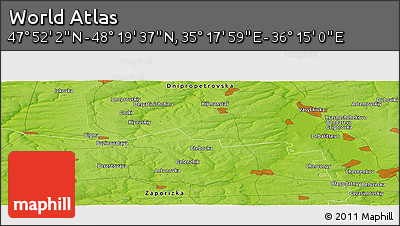 Physical Panoramic Map of the Area around 48° 5' 50" N, 35° 46' 29" E