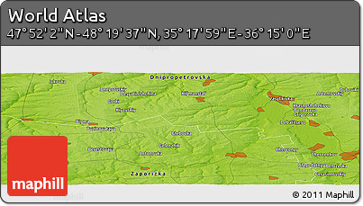 Physical Panoramic Map of the Area around 48° 5' 50" N, 35° 46' 29" E