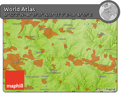 Physical Map of the Area around 48° 5' 50" N, 38° 19' 30" E