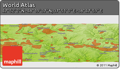 Physical Panoramic Map of the Area around 48° 5' 50" N, 38° 19' 30" E