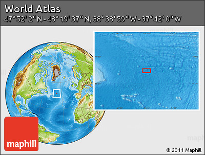 Physical Location Map of the Area around 48° 5' 50" N, 38° 10' 29" W