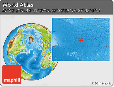 Physical Location Map of the Area around 48° 5' 50" N, 38° 10' 29" W