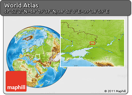 Physical Location Map of the Area around 48° 5' 50" N, 39° 10' 29" E