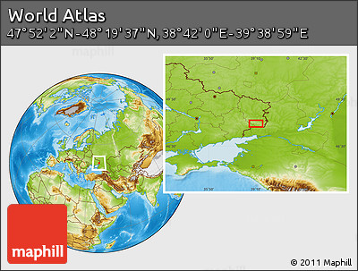 Physical Location Map of the Area around 48° 5' 50" N, 39° 10' 29" E