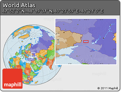 Political Location Map of the Area around 48° 5' 50" N, 40° 52' 30" E