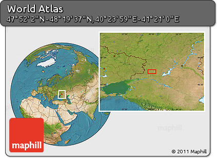 Satellite Location Map of the Area around 48° 5' 50" N, 40° 52' 30" E