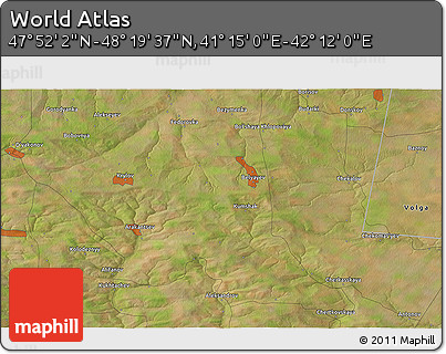 Satellite 3D Map of the Area around 48° 5' 50" N, 41° 43' 30" E