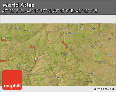 Satellite 3D Map of the Area around 48° 5' 50" N, 41° 43' 30" E