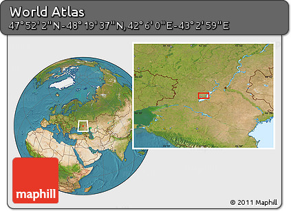 Satellite Location Map of the Area around 48° 5' 50" N, 42° 34' 30" E