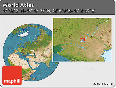 Satellite Location Map of the Area around 48° 5' 50" N, 42° 34' 30" E