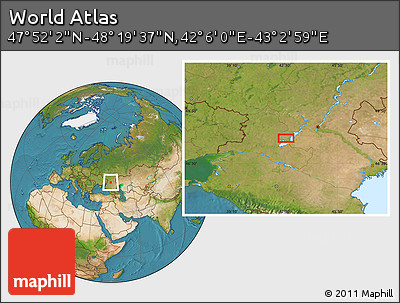 Satellite Location Map of the Area around 48° 5' 50" N, 42° 34' 30" E