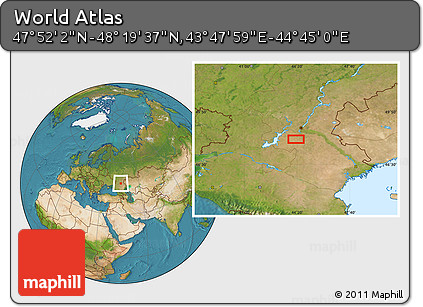 Satellite Location Map of the Area around 48° 5' 50" N, 44° 16' 29" E