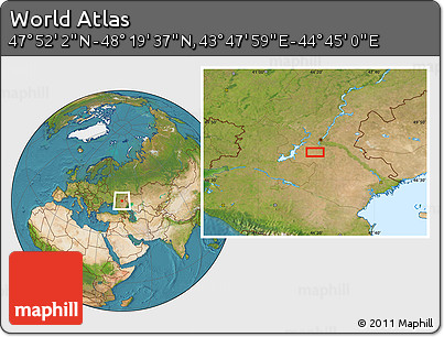 Satellite Location Map of the Area around 48° 5' 50" N, 44° 16' 29" E
