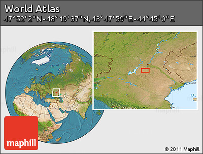 Satellite Location Map of the Area around 48° 5' 50" N, 44° 16' 29" E