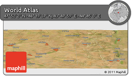 Satellite Panoramic Map of the Area around 48° 5' 50" N, 44° 16' 29" E
