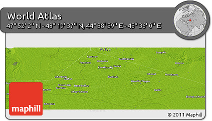 Physical Panoramic Map of the Area around 48° 5' 50" N, 45° 7' 30" E