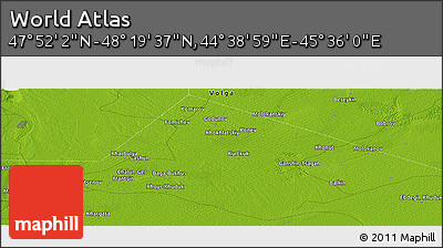 Physical Panoramic Map of the Area around 48° 5' 50" N, 45° 7' 30" E