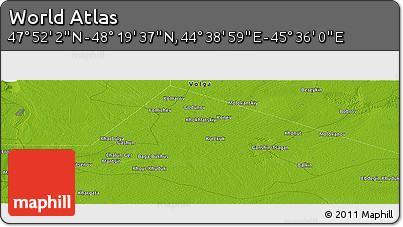 Physical Panoramic Map of the Area around 48° 5' 50" N, 45° 7' 30" E
