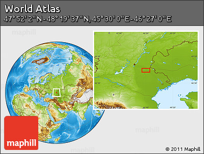 Physical Location Map of the Area around 48° 5' 50" N, 45° 58' 30" E