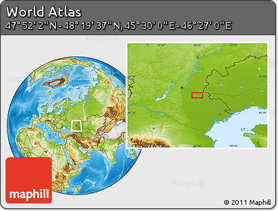 Physical Location Map of the Area around 48° 5' 50" N, 45° 58' 30" E
